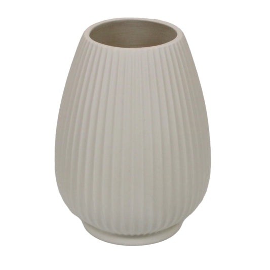 Vase geriffelt aus Keramik zum Bemalen