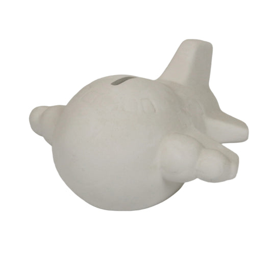 Spardose Flugzeug aus Keramik zum Bemalen