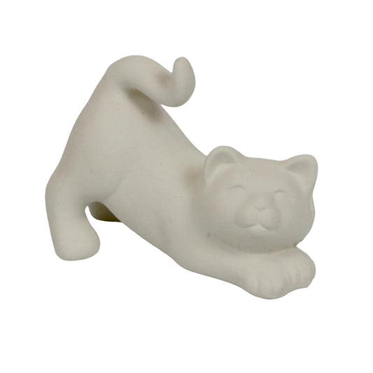 Katzenbaby spielend aus Keramik zum Bemalen