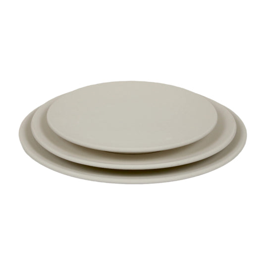 drei unterschiedlich große Teller aus Keramik zum Bemalen