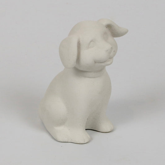 Hundebaby sitzend aus Keramik zum Bemalen